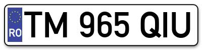 Placuta inmatriculare numar auto  TM-965-QIU, TM 965 QIU, TM965QIU