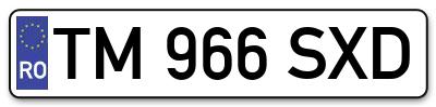 Placuta inmatriculare numar auto  TM-966-SXD, TM 966 SXD, TM966SXD