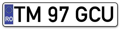 Placuta inmatriculare numar auto  TM-97-GCU, TM 97 GCU, TM97GCU