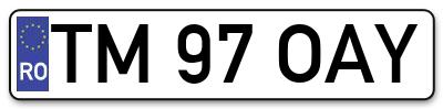 Placuta inmatriculare numar auto  TM-97-OAY, TM 97 OAY, TM97OAY
