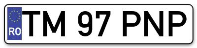 Placuta inmatriculare numar auto  TM-97-PNP, TM 97 PNP, TM97PNP