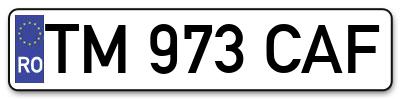 Placuta inmatriculare numar auto  TM-973-CAF, TM 973 CAF, TM973CAF