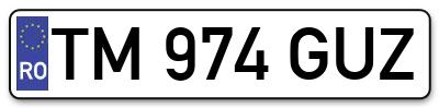 Placuta inmatriculare numar auto  TM-974-GUZ, TM 974 GUZ, TM974GUZ