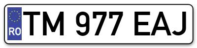 Placuta inmatriculare numar auto  TM-977-EAJ, TM 977 EAJ, TM977EAJ
