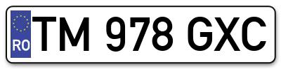 Placuta inmatriculare numar auto  TM-978-GXC, TM 978 GXC, TM978GXC
