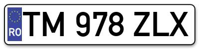 Placuta inmatriculare numar auto  TM-978-ZLX, TM 978 ZLX, TM978ZLX