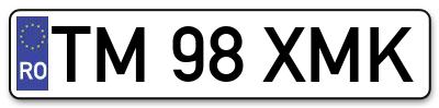 Placuta inmatriculare numar auto  TM-98-XMK, TM 98 XMK, TM98XMK