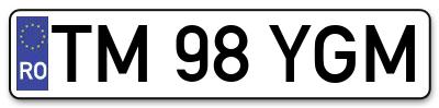 Placuta inmatriculare numar auto  TM-98-YGM, TM 98 YGM, TM98YGM