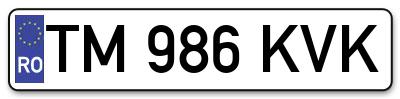 Placuta inmatriculare numar auto  TM-986-KVK, TM 986 KVK, TM986KVK