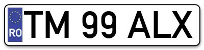 Placuta inmatriculare numar auto  TM-99-ALX, TM 99 ALX, TM99ALX