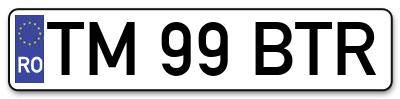 Placuta inmatriculare numar auto  TM-99-BTR, TM 99 BTR, TM99BTR
