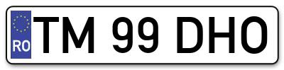Placuta inmatriculare numar auto  TM-99-DHO, TM 99 DHO, TM99DHO
