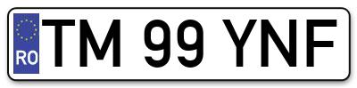 Placuta inmatriculare numar auto  TM-99-YNF, TM 99 YNF, TM99YNF