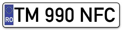 Placuta inmatriculare numar auto  TM-990-NFC, TM 990 NFC, TM990NFC