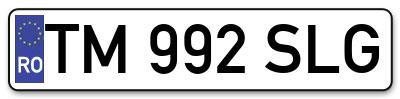 Placuta inmatriculare numar auto  TM-992-SLG, TM 992 SLG, TM992SLG