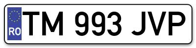 Placuta inmatriculare numar auto  TM-993-JVP, TM 993 JVP, TM993JVP