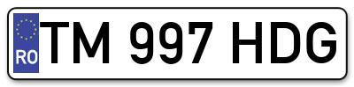 Placuta inmatriculare numar auto  TM-997-HDG, TM 997 HDG, TM997HDG