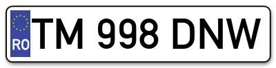 Placuta inmatriculare numar auto  TM-998-DNW, TM 998 DNW, TM998DNW