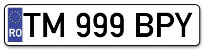Placuta inmatriculare numar auto  TM-999-BPY, TM 999 BPY, TM999BPY