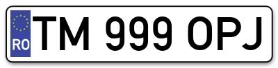 Placuta inmatriculare numar auto  TM-999-OPJ, TM 999 OPJ, TM999OPJ