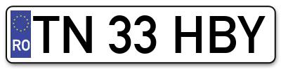 Placuta inmatriculare numar auto  TN-33-HBY, TN 33 HBY, TN33HBY
