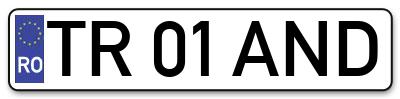 Placuta inmatriculare numar auto  TR-01-AND, TR 01 AND, TR01AND