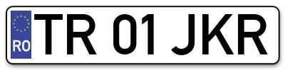 Placuta inmatriculare numar auto  TR-01-JKR, TR 01 JKR, TR01JKR