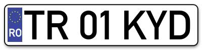 Placuta inmatriculare numar auto  TR-01-KYD, TR 01 KYD, TR01KYD