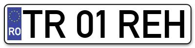 Placuta inmatriculare numar auto  TR-01-REH, TR 01 REH, TR01REH