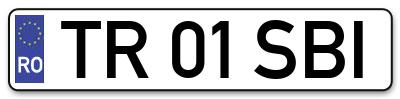 Placuta inmatriculare numar auto  TR-01-SBI, TR 01 SBI, TR01SBI