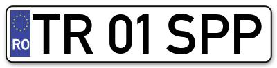 Placuta inmatriculare numar auto  TR-01-SPP, TR 01 SPP, TR01SPP