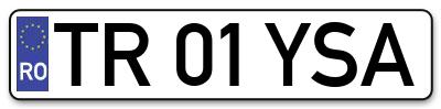 Placuta inmatriculare numar auto  TR-01-YSA, TR 01 YSA, TR01YSA