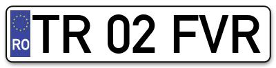 Placuta inmatriculare numar auto  TR-02-FVR, TR 02 FVR, TR02FVR