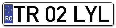 Placuta inmatriculare numar auto  TR-02-LYL, TR 02 LYL, TR02LYL
