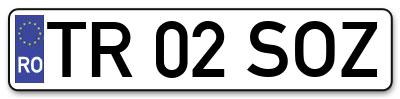 Placuta inmatriculare numar auto  TR-02-SOZ, TR 02 SOZ, TR02SOZ