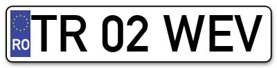 Placuta inmatriculare numar auto  TR-02-WEV, TR 02 WEV, TR02WEV