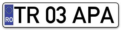 Placuta inmatriculare numar auto  TR-03-APA, TR 03 APA, TR03APA