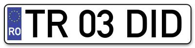 Placuta inmatriculare numar auto  TR-03-DID, TR 03 DID, TR03DID
