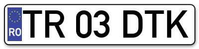 Placuta inmatriculare numar auto  TR-03-DTK, TR 03 DTK, TR03DTK