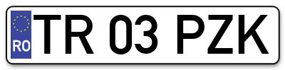 Placuta inmatriculare numar auto  TR-03-PZK, TR 03 PZK, TR03PZK
