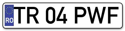 Placuta inmatriculare numar auto  TR-04-PWF, TR 04 PWF, TR04PWF