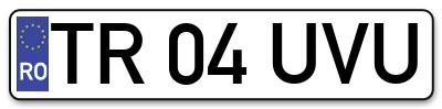 Placuta inmatriculare numar auto  TR-04-UVU, TR 04 UVU, TR04UVU