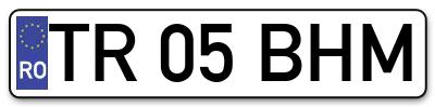 Placuta inmatriculare numar auto  TR-05-BHM, TR 05 BHM, TR05BHM