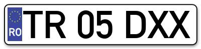 Placuta inmatriculare numar auto  TR-05-DXX, TR 05 DXX, TR05DXX