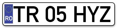 Placuta inmatriculare numar auto  TR-05-HYZ, TR 05 HYZ, TR05HYZ
