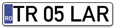 Placuta inmatriculare numar auto  TR-05-LAR, TR 05 LAR, TR05LAR