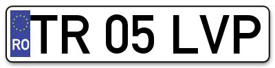 Placuta inmatriculare numar auto  TR-05-LVP, TR 05 LVP, TR05LVP