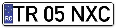 Placuta inmatriculare numar auto  TR-05-NXC, TR 05 NXC, TR05NXC