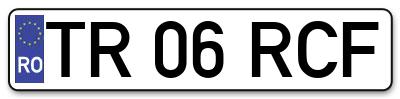 Placuta inmatriculare numar auto  TR-06-RCF, TR 06 RCF, TR06RCF