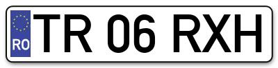 Placuta inmatriculare numar auto  TR-06-RXH, TR 06 RXH, TR06RXH